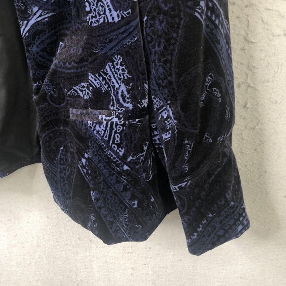 Chicos Blazer Womens 3 Blue Velvet Paisley Jacket Dressy Evening Formal Holiday - Picture 15 of 16